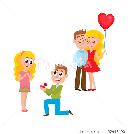 Loving couple, making proposal, happy together Loving couple, making proposal, happy together 32998490