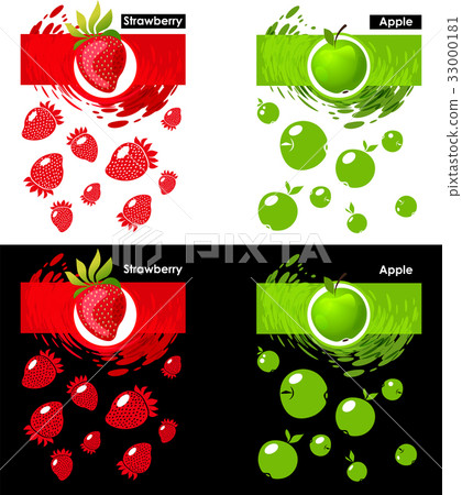 Set template icon of fruit, strawberry and apple Set template icon of fruit, strawberry and apple 33000181