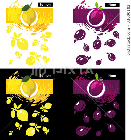 Set template lemon and plum fruit Set template lemon and plum fruit 33000182