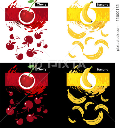 Set template of cherry and banana fruit Set template of cherry and banana fruit 33000183