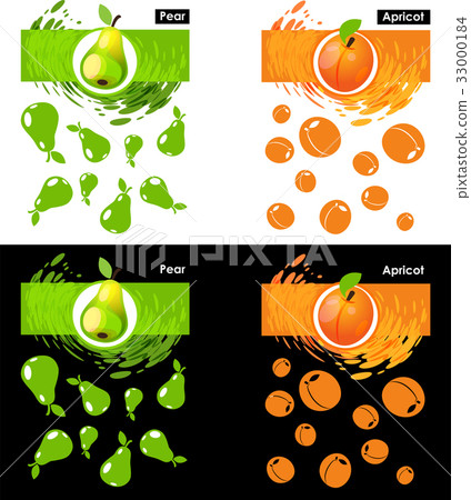Set template of pear and apricot fruit 33000184