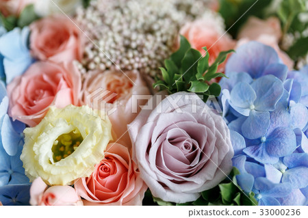 beautiful bouquet made of different flowers on 33000236