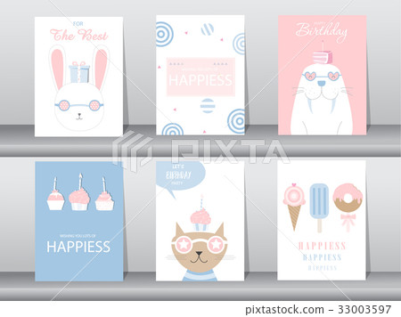 Set of birthday invitations cards,poster,greeting, 33003597
