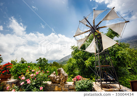 Old-style windmills on Lasithi Plateau. Crete Old-style windmills on Lasithi Plateau. Crete 33004434