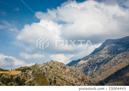 View of Lasithi Plateau on Crete island, Greece View of Lasithi Plateau on Crete island, Greece 33004443