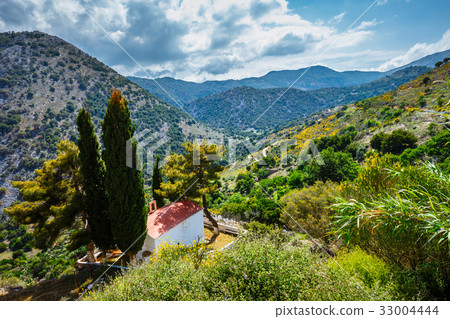 View of Lasithi Plateau on Crete island, Greece View of Lasithi Plateau on Crete island, Greece 33004444