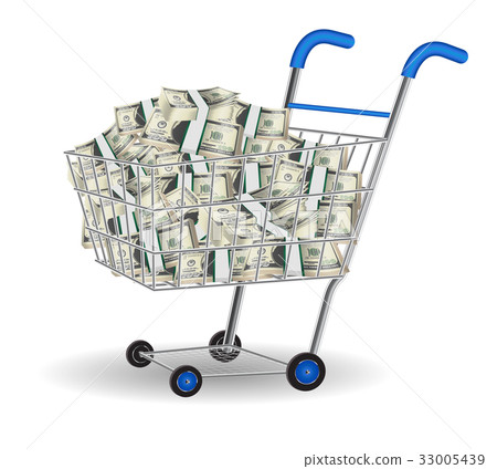 pile of dollar banknotes in a shopping cart pile of dollar banknotes in a shopping cart 33005439