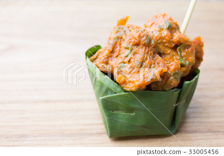 fried fish-paste balls on wood fried fish-paste balls on wood 33005456