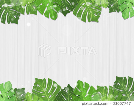 Botanical tropical plant frame leaves white Botanical tropical plant frame leaves white 33007747