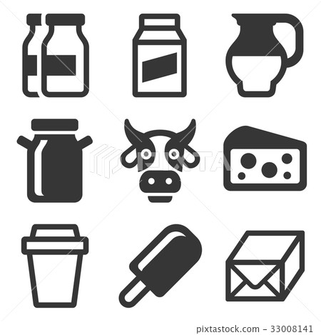 Milk Icons Set 33008141