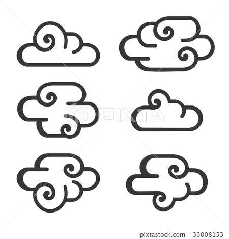 Cloud Icon Set on White Background. Vector - Stock Illustration ...