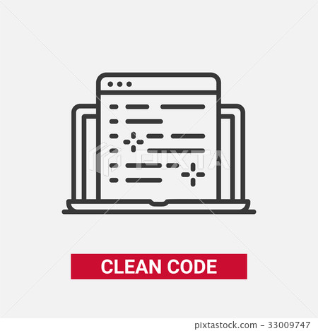 Clean Code - modern single vector line design icon 33009747
