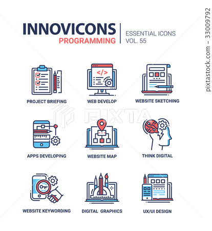 Programming - modern vector line design icons set. - Stock Illustration ...