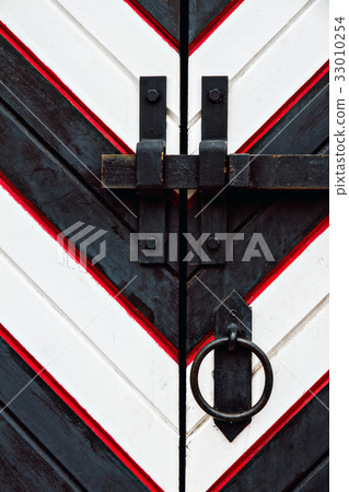 Old wooden gate in St. Petersburg, print in black Old wooden gate in St. Petersburg, print in black 33010254