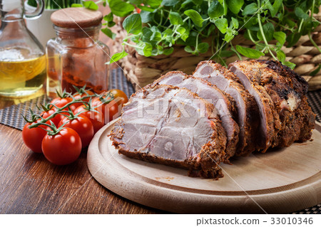 Roasted pork neck with spices 33010346