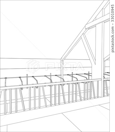 Industrial building constructions indoor. Tracing 33010945