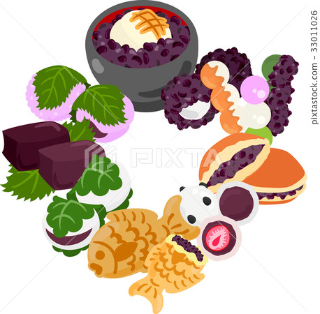 Wreath made of various Japanese sweets Wreath made of various Japanese sweets 33011026