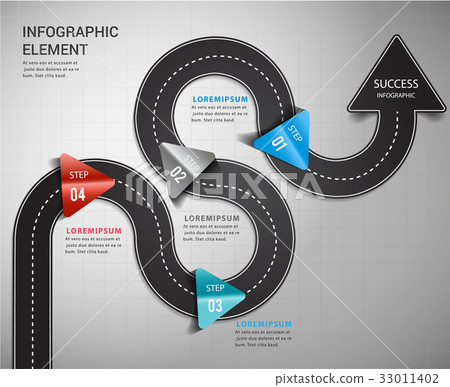 Road arrow timeline way to success. 33011402