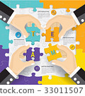 Teamwork connection puzzle  infographic design. 33011507