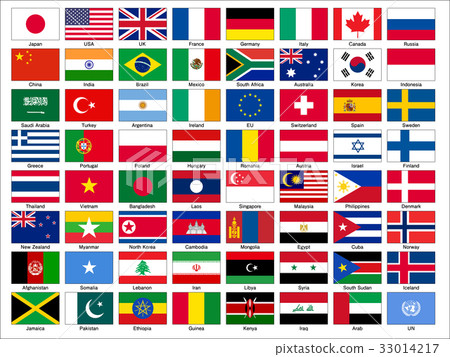 World Flag Set English Notation Vector 33014217