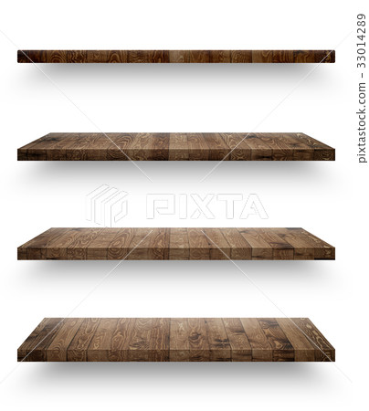 Wooden shelf template set isolated Wooden shelf template set isolated 33014289