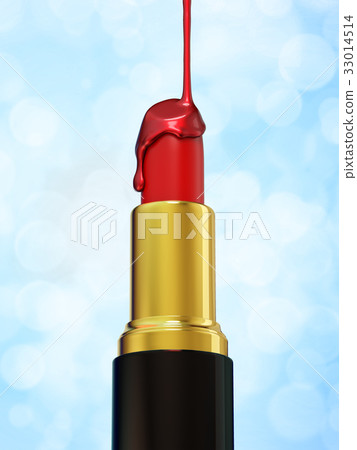 Red lipstick and nail polish on blue bokeh Red lipstick and nail polish on blue bokeh 33014514