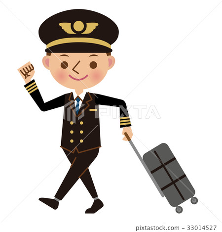 Pilot with a suitcase and leaving for the flight 33014527