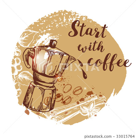 Coffee pot and coffee beans 33015764