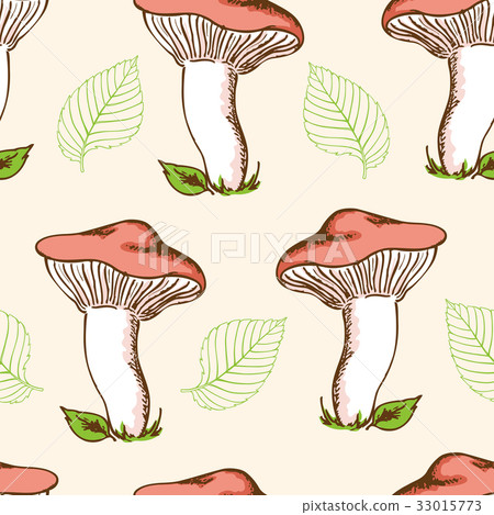 Forest mushrooms and falling leaves 33015773