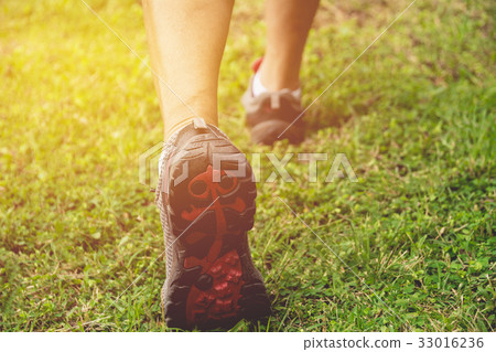 Male walking at the morning for warm up body 33016236