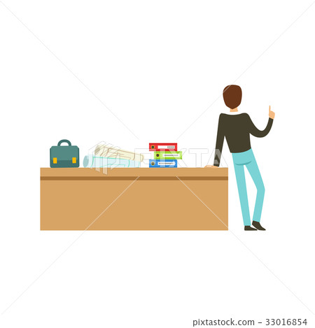 Young university teacher talking to group of 33016854