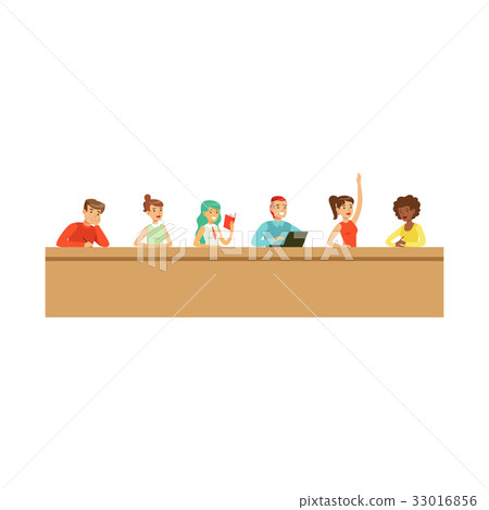 Students listening a lecturer in university or 33016856