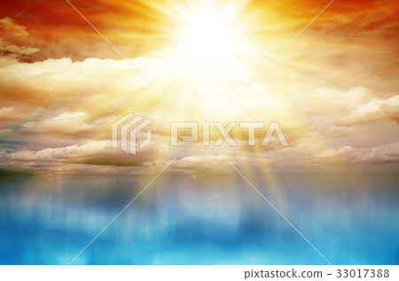 Colored Sunset over Sea 33017388