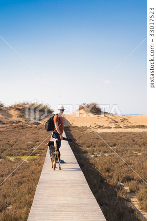 Outdoors lifestyle image of travelling man with 33017523
