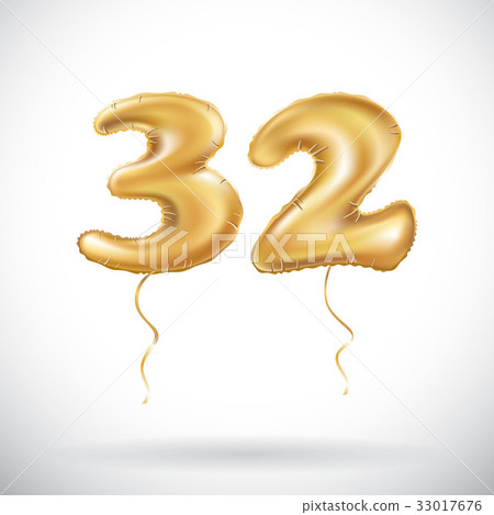 vector Golden number 32 thirty two balloon vector Golden number 32 thirty two balloon 33017676