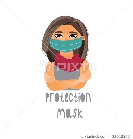Vector young girl wearing protection mask, scarf 33018562
