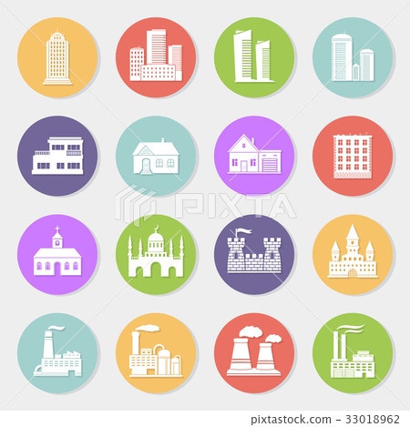 Buildings flat design icon set Buildings flat design icon set 33018962