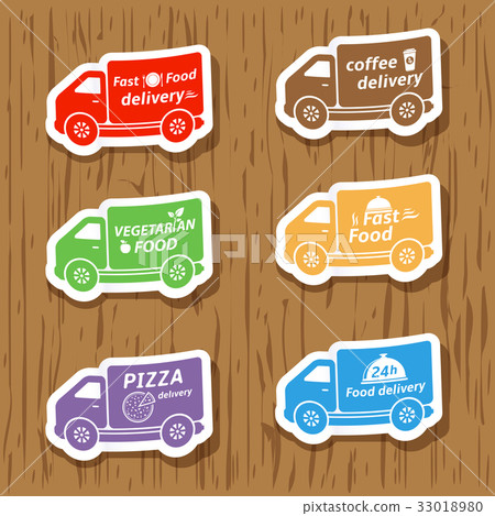 Fast food delivery, vector stickers - Stock Illustration [33018980] - PIXTA