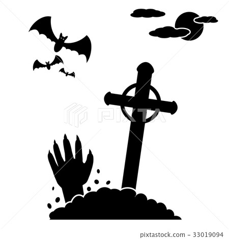 Zombie hand coming out of his grave 33019094