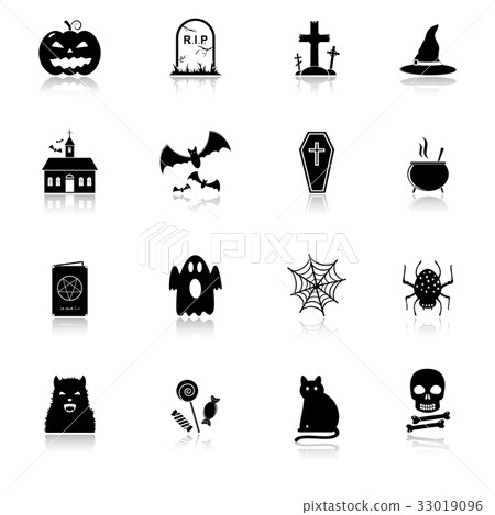Halloween icons with reflection 33019096