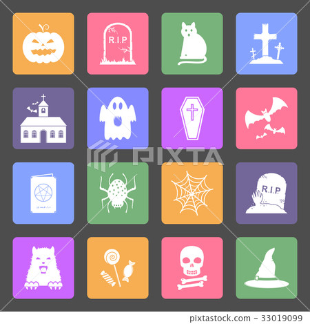 Halloween flat design icons set 33019099