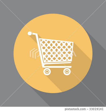 Shopping cart flat icon with long shadow - Stock Illustration [33019141 ...