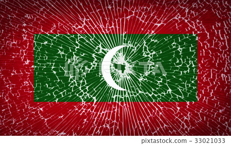 Flags Maldives with broken glass texture. Vector Flags Maldives with broken glass texture. Vector 33021033