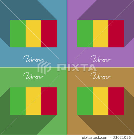 Flags Mali. Set of colors flat design and long sha 33021036