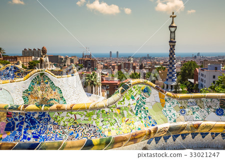 The famous park Guell in Barcelona, Spain The famous park Guell in Barcelona, Spain 33021247