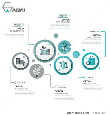 Modern infographic design layout, 6 round elements - Stock Illustration ...