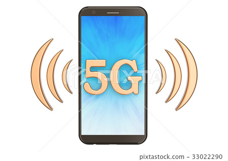 5G concept with phone, 3D rendering 33022290