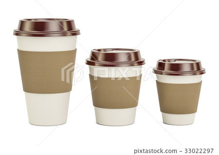 Disposable Cups Set, 3D rendering 33022297