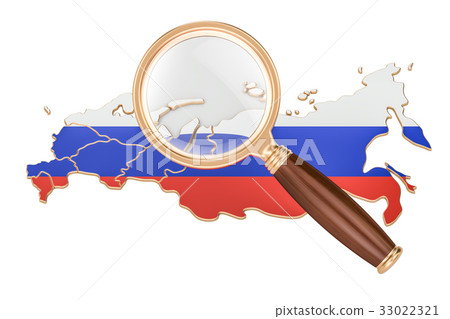Russia under magnifying glass, analysis concept Russia under magnifying glass, analysis concept 33022321