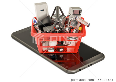 Shopping basket full of home appliances 33022323